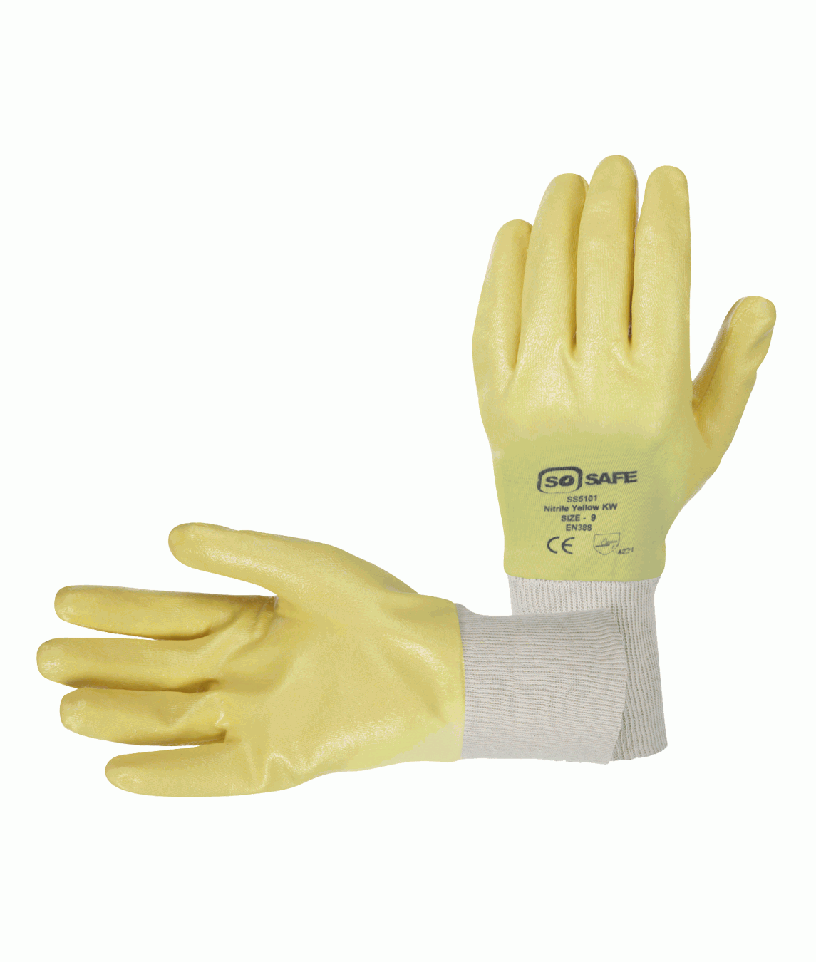 Orbit International Yellow Nitrile: Full Coated Knit Wrist Glove