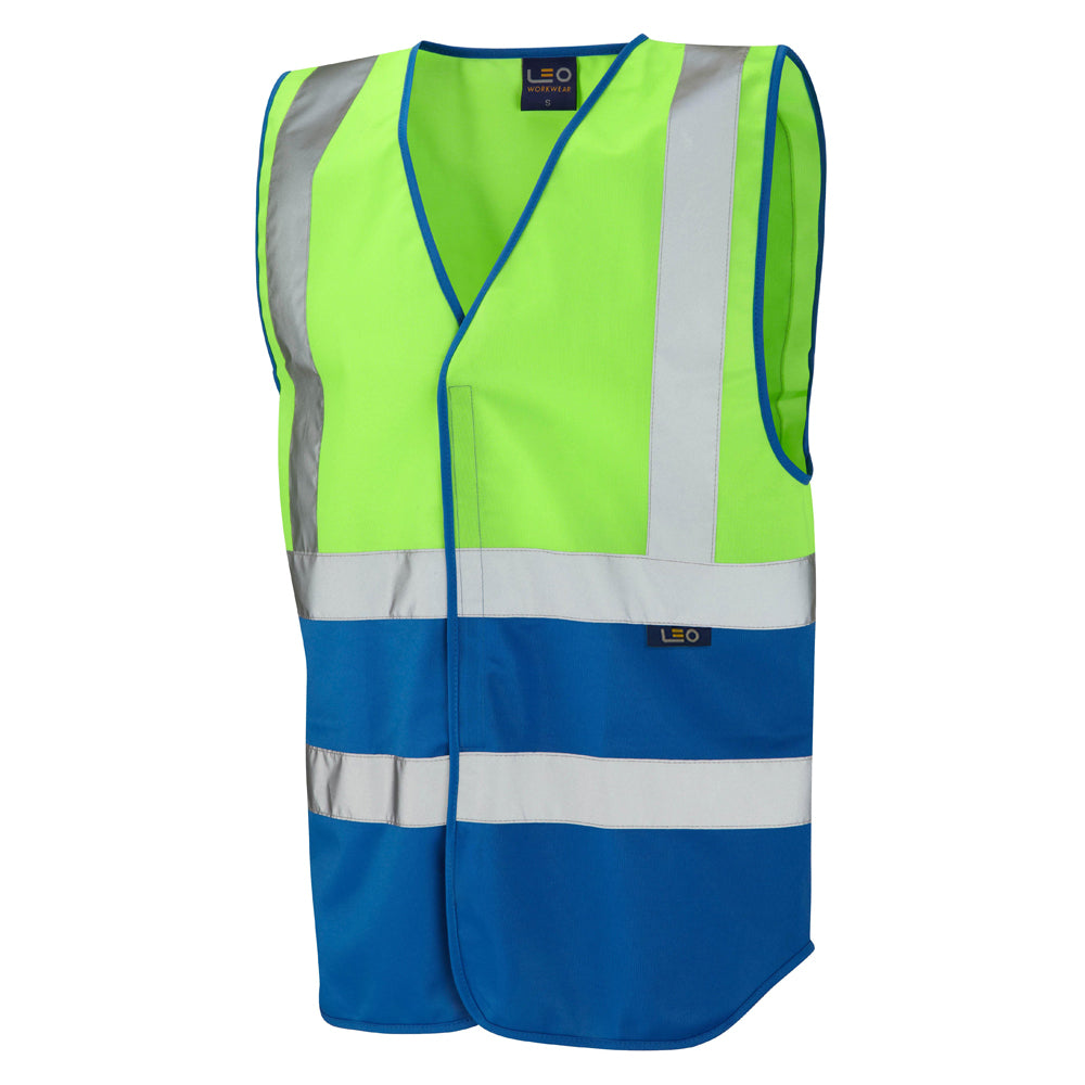 Leo Workwear PILTON Leo EcoViz Reflective Waistcoat - Lime/Royal