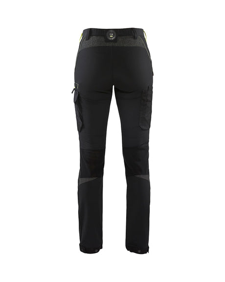 Blaklader Ladies 4-Way Stretch Service Trousers 7122 #colour_black-hi-vis-yellow