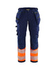 Blaklader Women's Hi-Vis 4-Way-Stretch Trousers 7193 #colour_navy-blue-orange