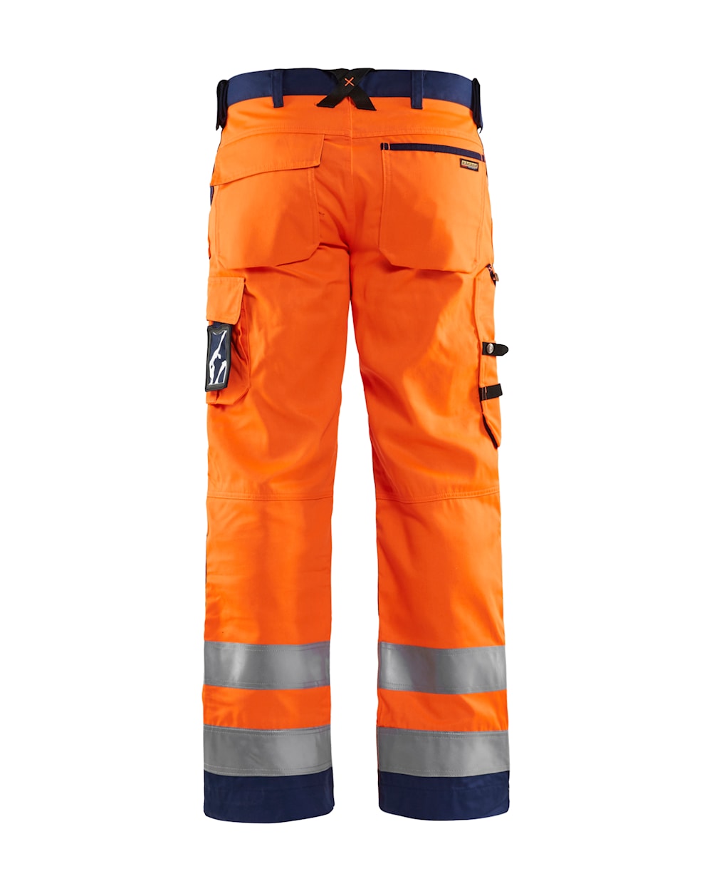 Blaklader Hi-Vis Trousers without Nail Pockets 1566 - Hi-Vis Orange/Navy Blue