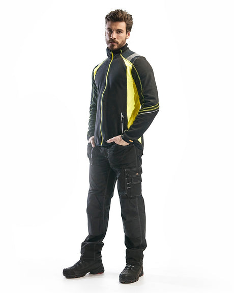 Blaklader Microfleece Jacket 4993 #colour_black-hi-vis-yellow