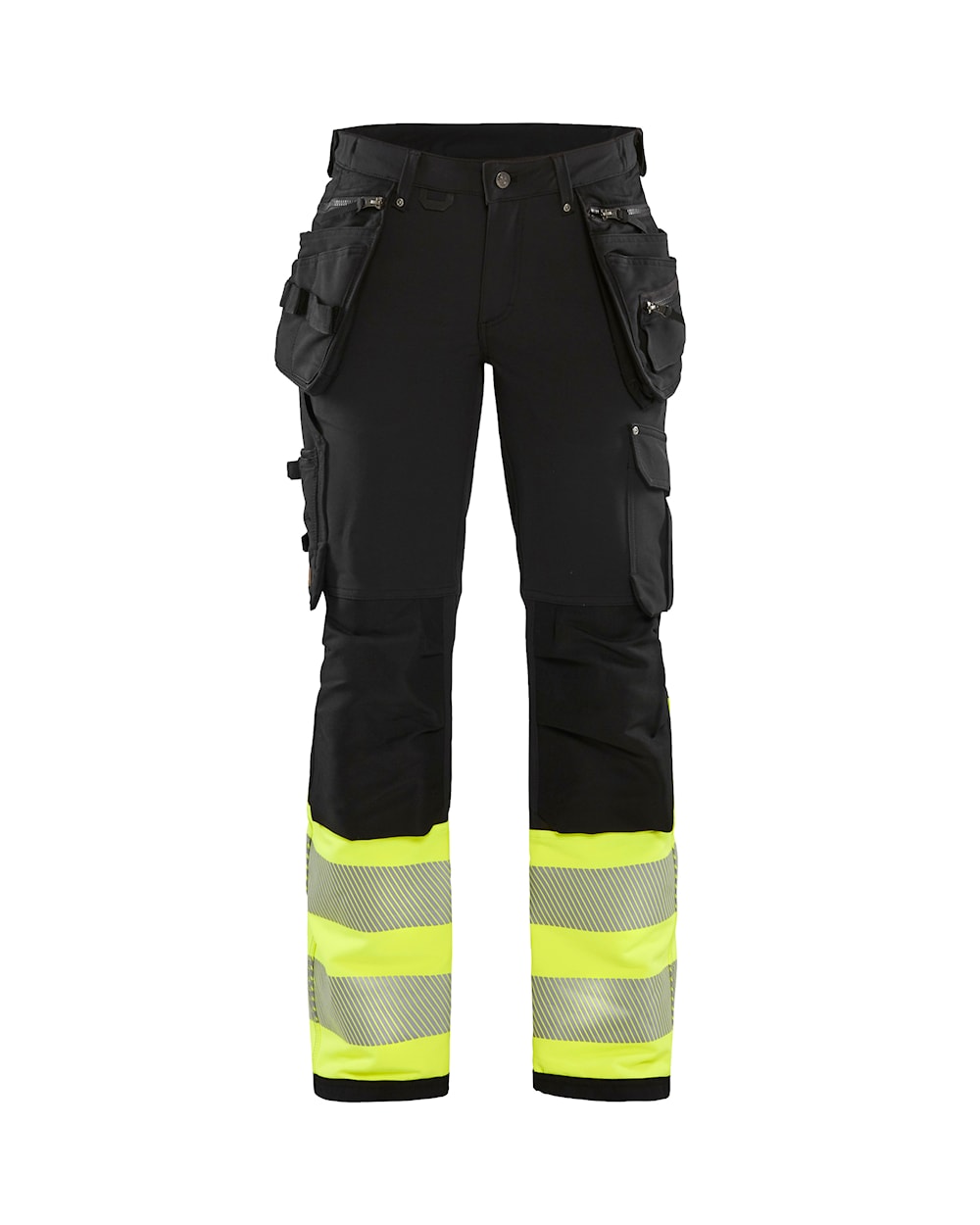 Blaklader Women's Hi-Vis 4-Way-Stretch Trousers 7193 #colour_black-hi-vis-yellow