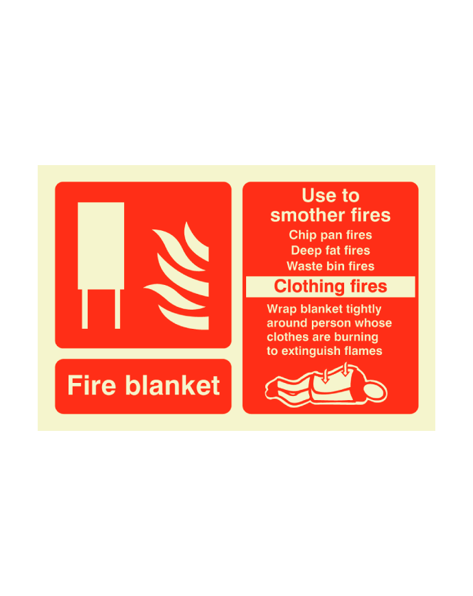 Fire Blanket ID Sign Photoluminescent (Landscape) 150mm x 100mm