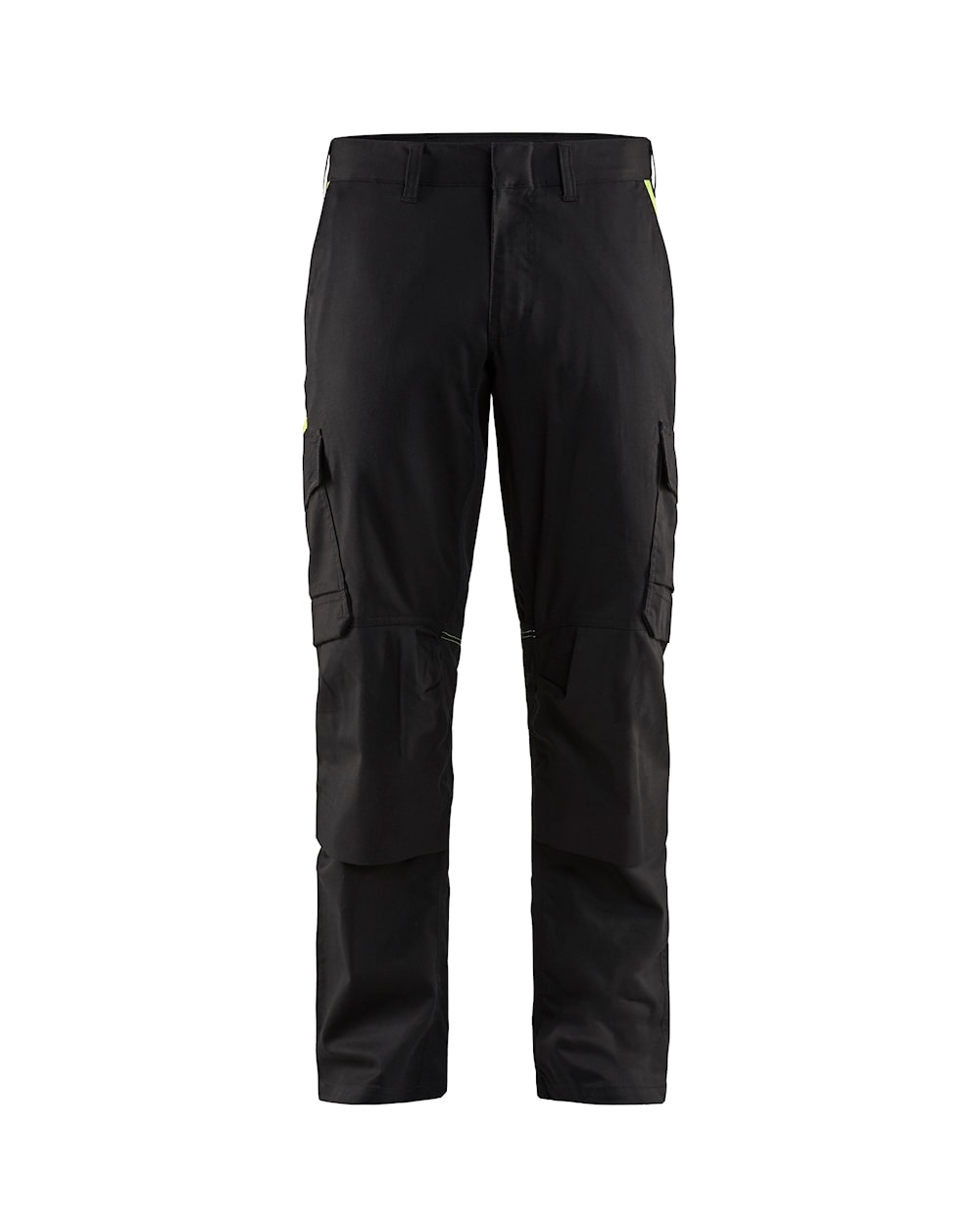 Blaklader Industry Trousers Stretch with Knee Pad Pockets 1448 - Black/Hi-vis yellow #colour_black-hi-vis-yellow