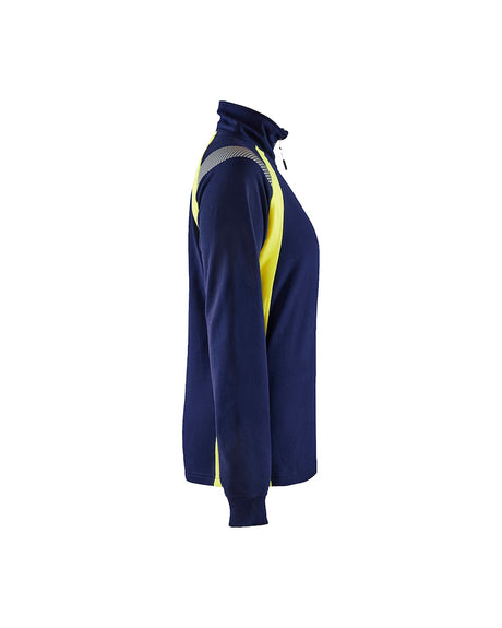 Blaklader Sweater Halfzip Women 3403 #colour_navy-blue-hi-vis-yellow