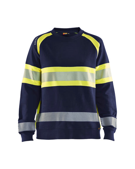 Blaklader Women's Hi-Vis Sweatshirt 3409 #colour_navy-blue-hi-vis-yellow