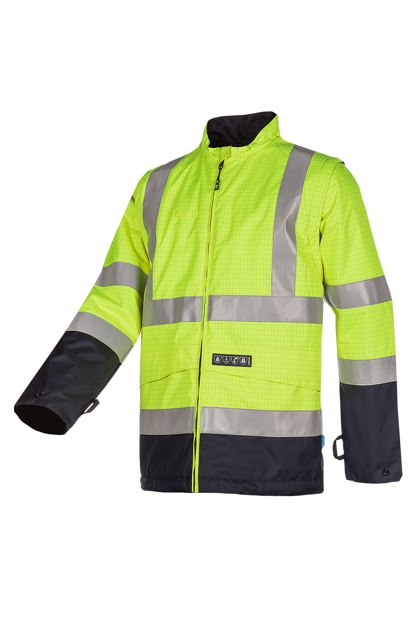 Sioen Oregon Flame Retardant Anti-Static Hi-Vis Bomber Jacket With Detachable Sleeves