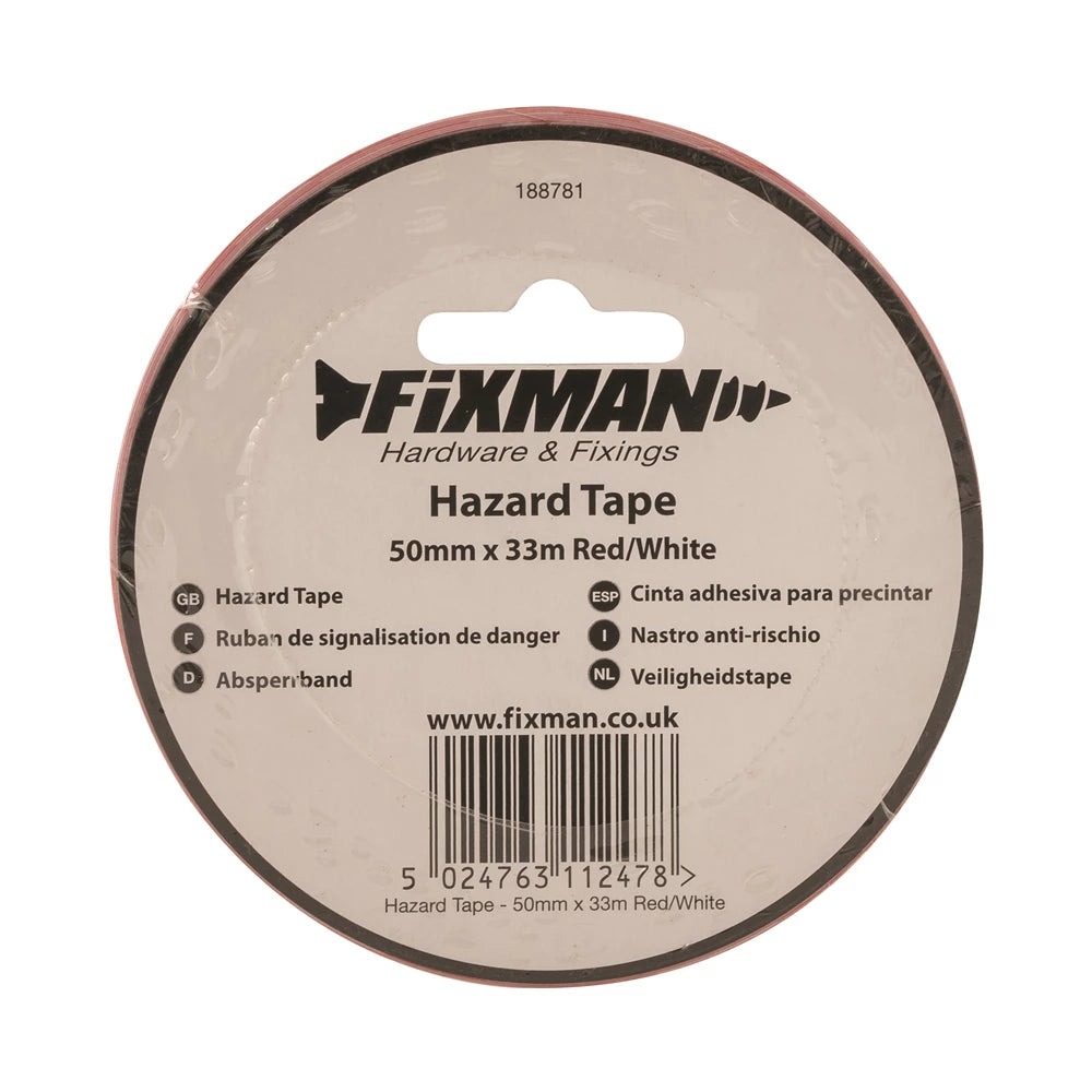 Fixman Hazard Tape - 50mm x 33m Red/White