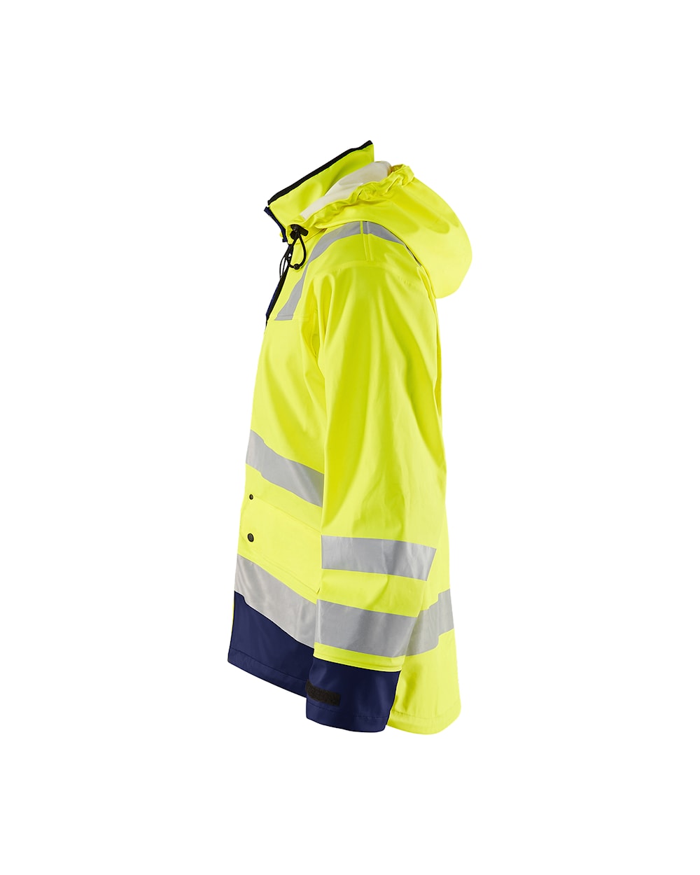 Blaklader Rain Jacket Hi-Vis Level 3 4327 #colour_hi-vis-yellow-navy-blue