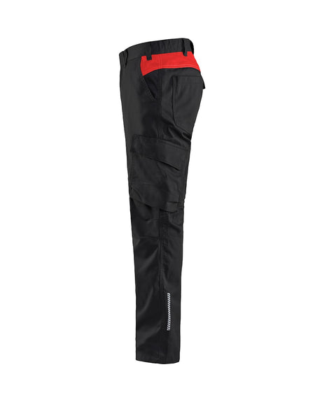 Blaklader Industry Trousers Stretch 1444 - Black/Red #colour_black-red