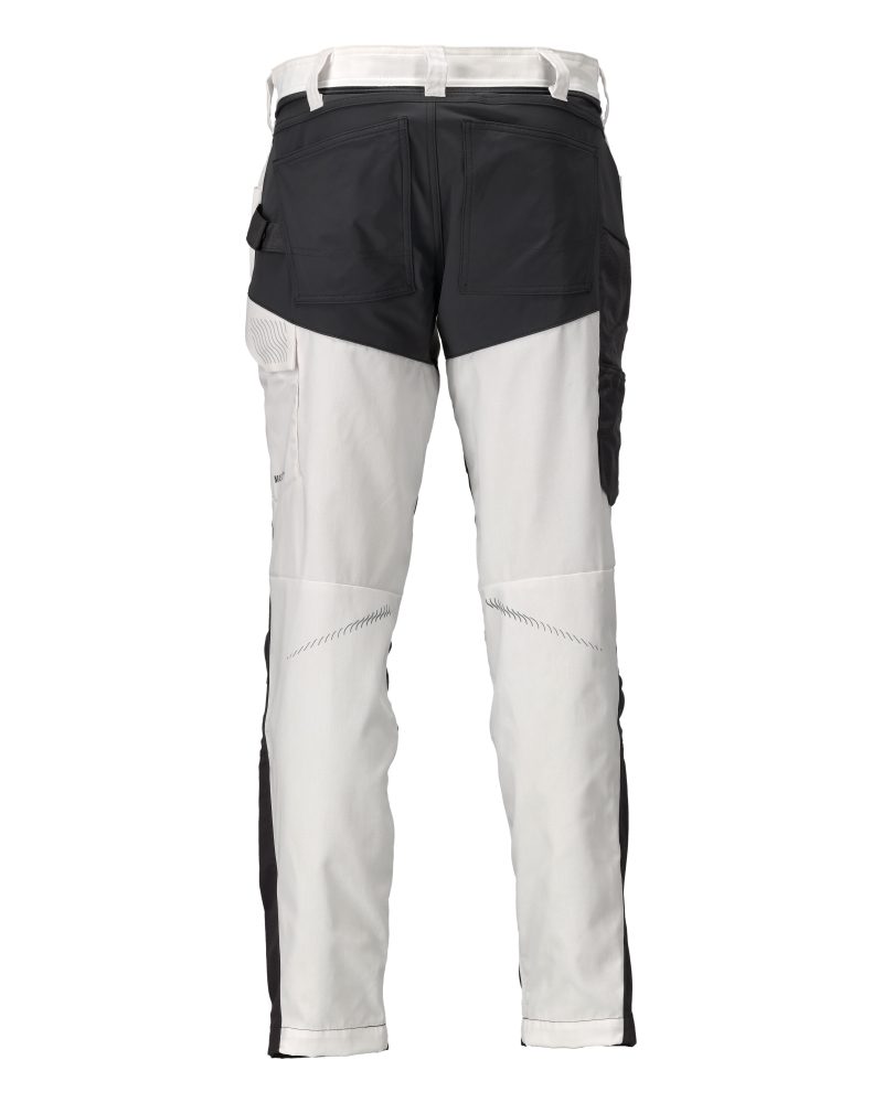 Mascot Customized Trousers with Kneepad Pockets - White/Stone Grey