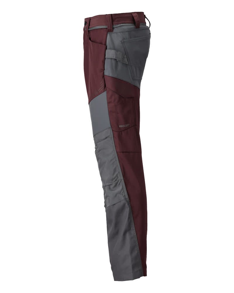 Mascot Customized Trousers with Kneepad Pockets - Bordeaux/Stone Grey