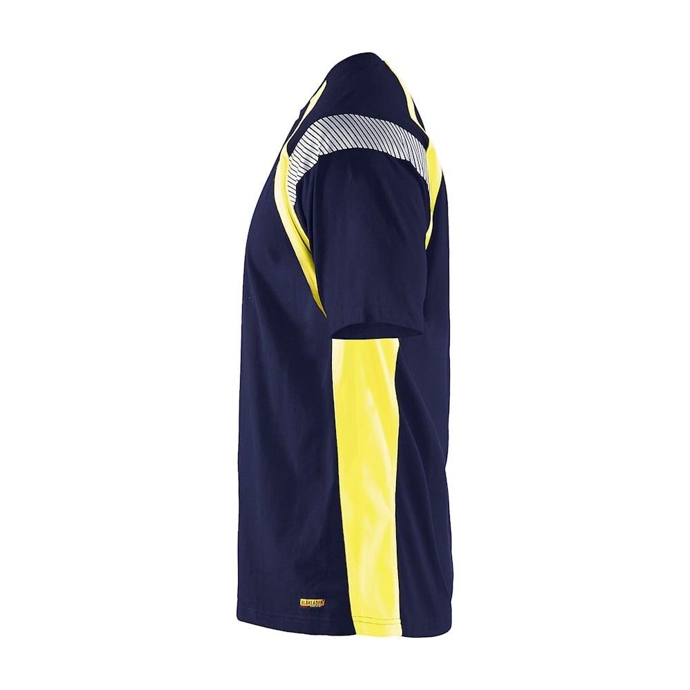Blaklader T-Shirt 3332 #colour_navy-blue-hi-vis-yellow