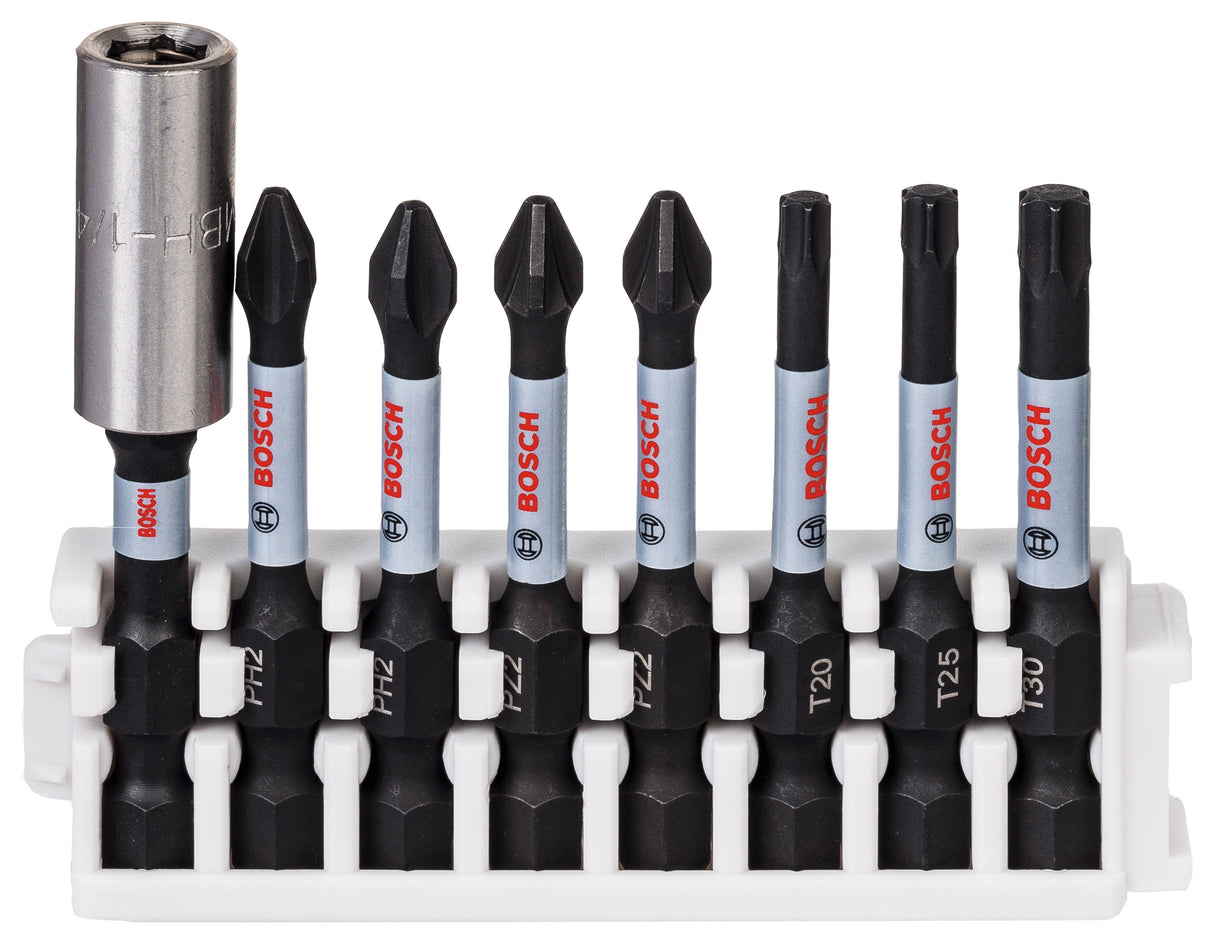 Bosch Professional Impact Power Bit Insert Pack 50mm, PH2, PH2, PZ2, PZ2, T20, T25, T30, Bitholder Standard Pick & Clic