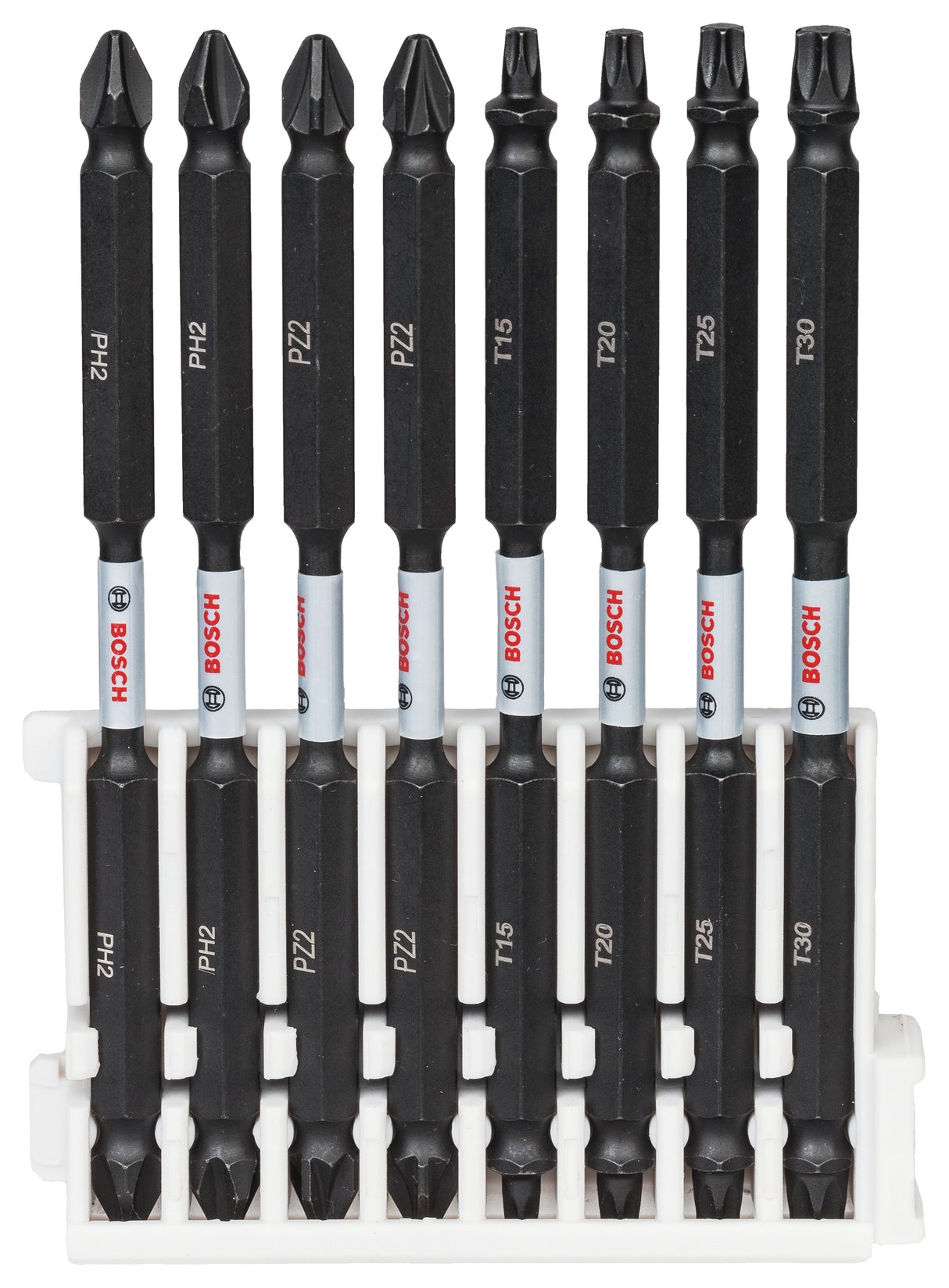 Bosch Professional Impact Double Ended Bit Pack 110mm, PH2, PH2, PZ2, PZ2, T15, T20, T25, T30 Pick & Clic