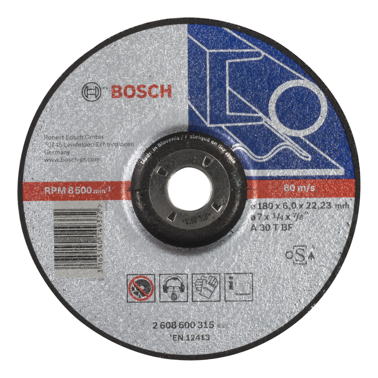 Bosch Professional Expert Metal Grinding Disc with Depressed Centre A 30 T BF, 180mm x 6.0mm