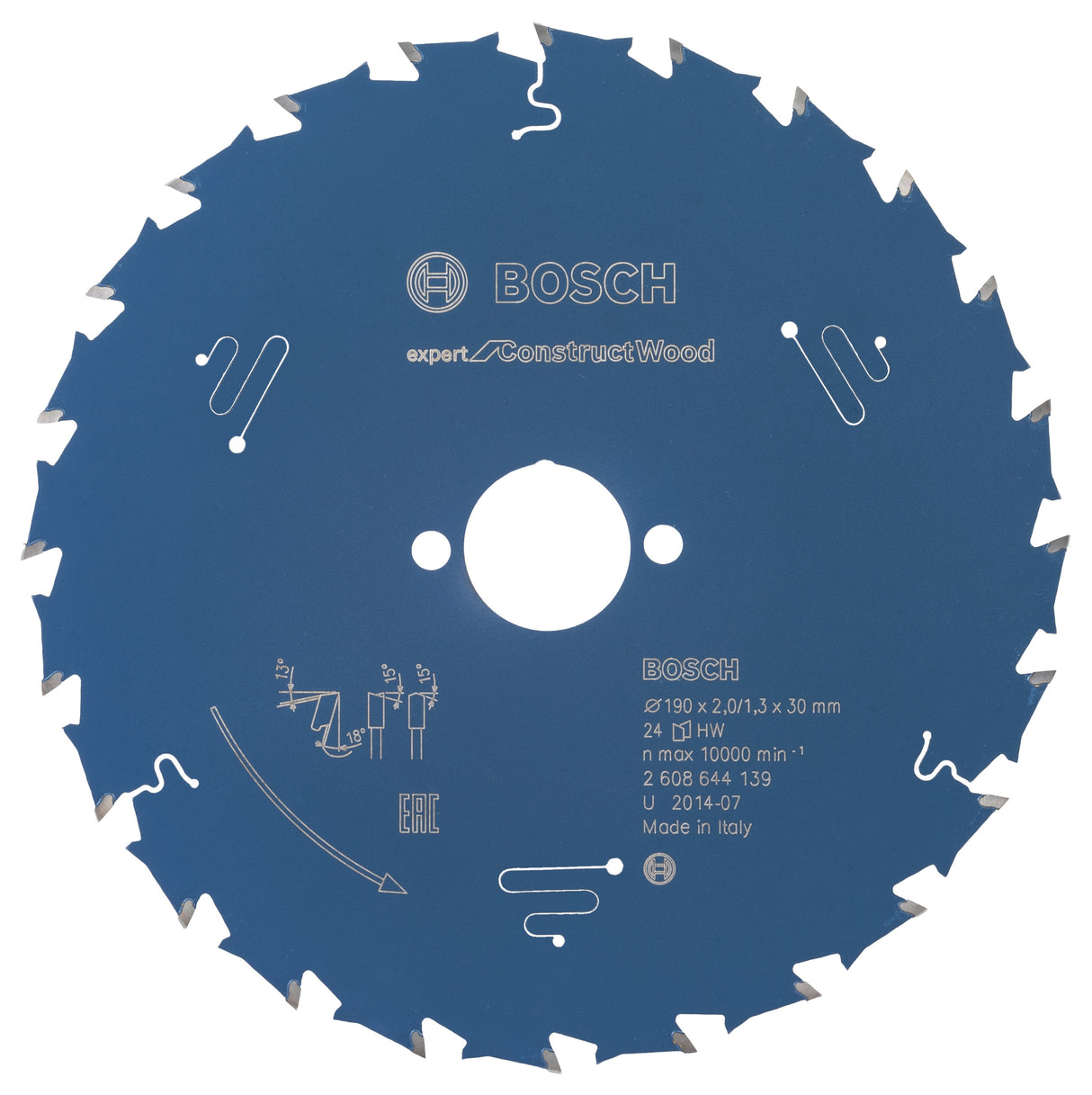 Bosch Professional Circular Saw Blade - Expert for Construct Wood - 190 x 30 x 2.0 mm, 24 Teeth