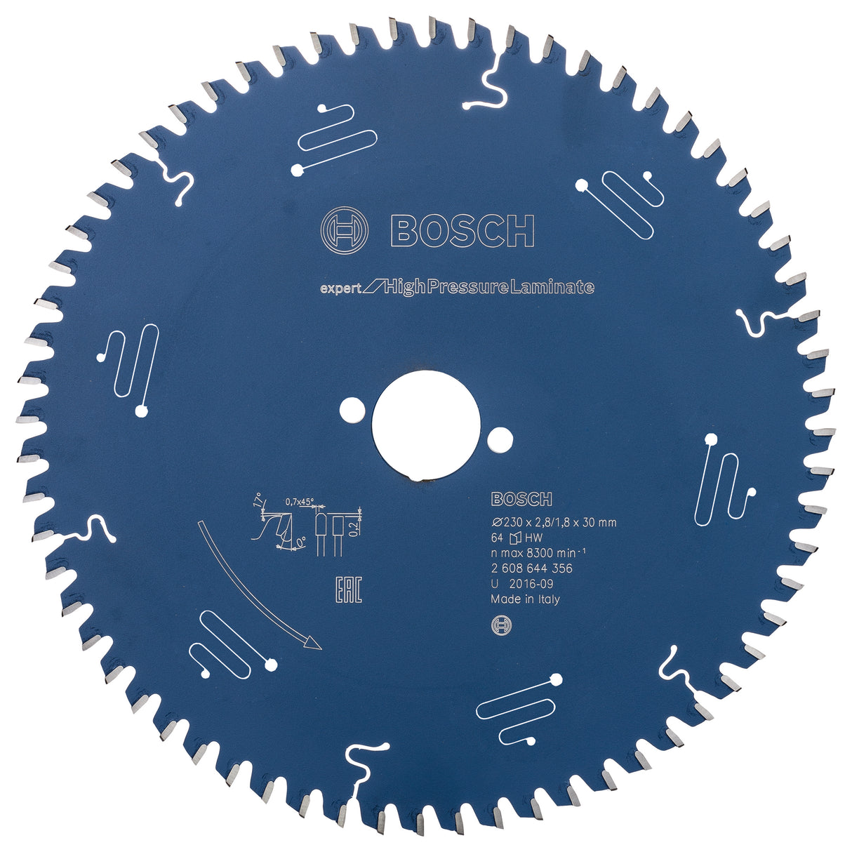 Bosch Professional Expert Circular Saw Blade for High Pressure Laminate - Hand Held - 230x30x2.8x64T