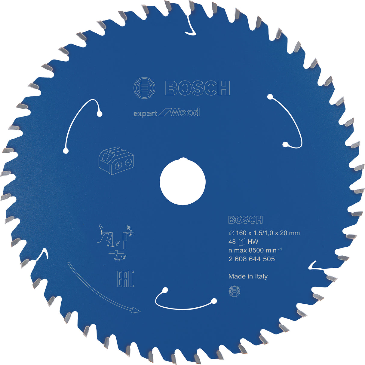 Bosch Professional Expert Circular Saw Blade for Cordless Saws - Wood, 160x1.5/1x20 T48