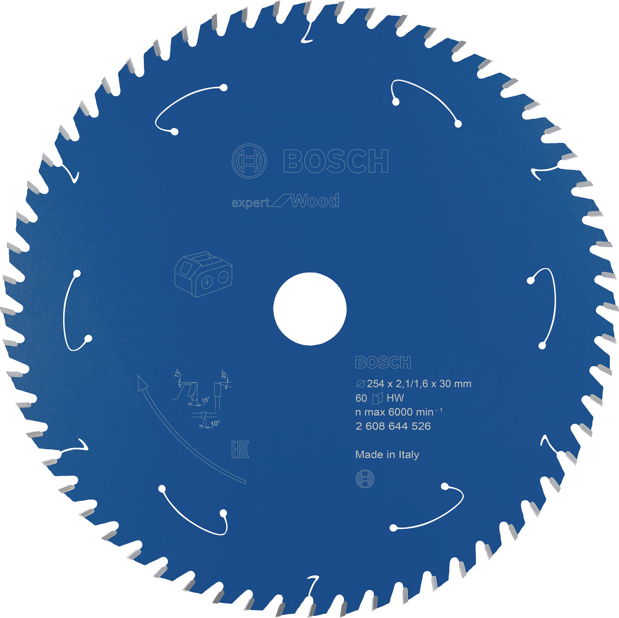 Bosch Professional Expert Circular Saw Blade for Wood - Cordless Saws - 254x2.1/1.6x30 T60