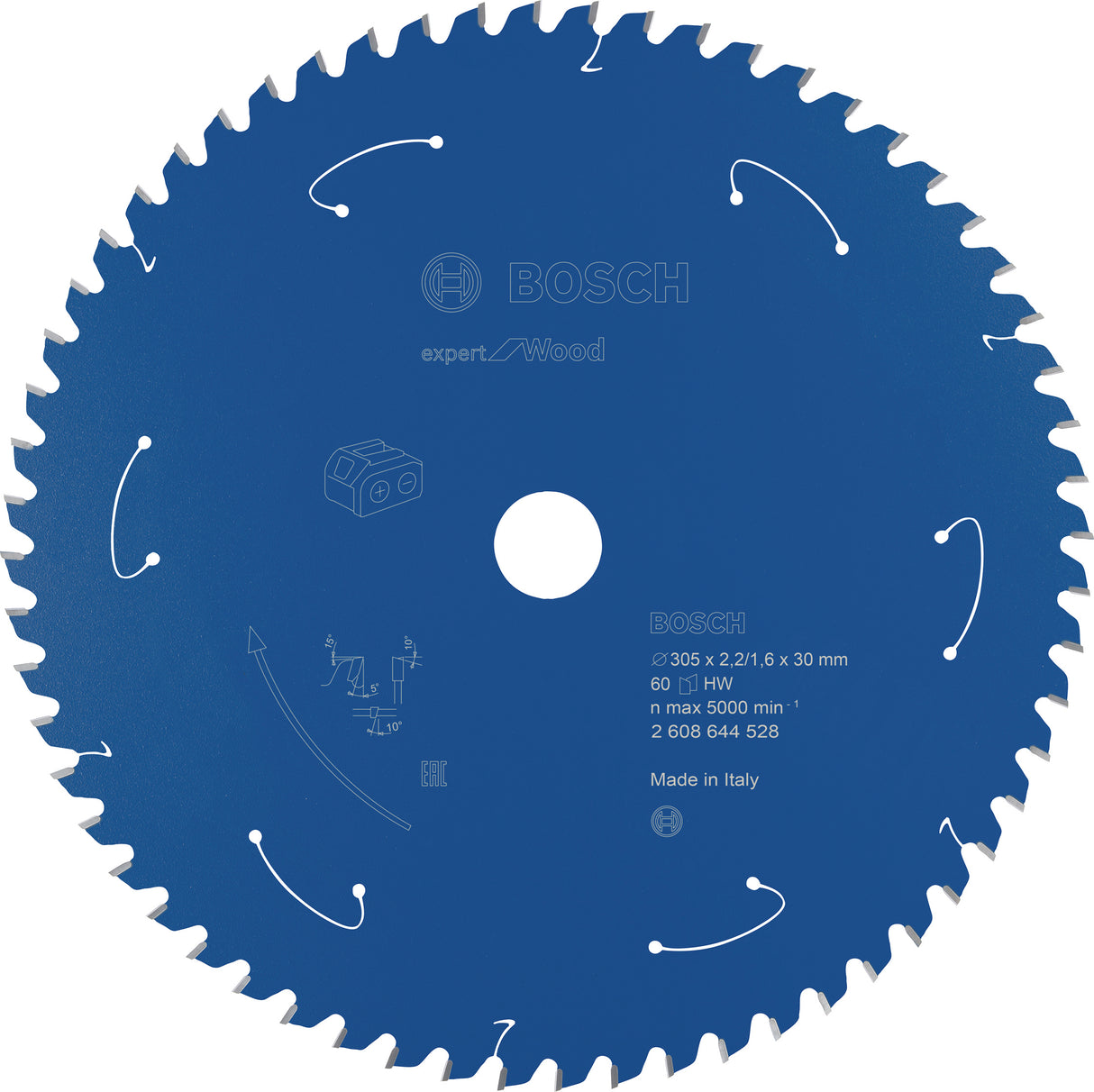 Bosch Professional Expert Circular Saw Blade for Wood - Cordless Saws - 305x2.2/1.6x30 T60