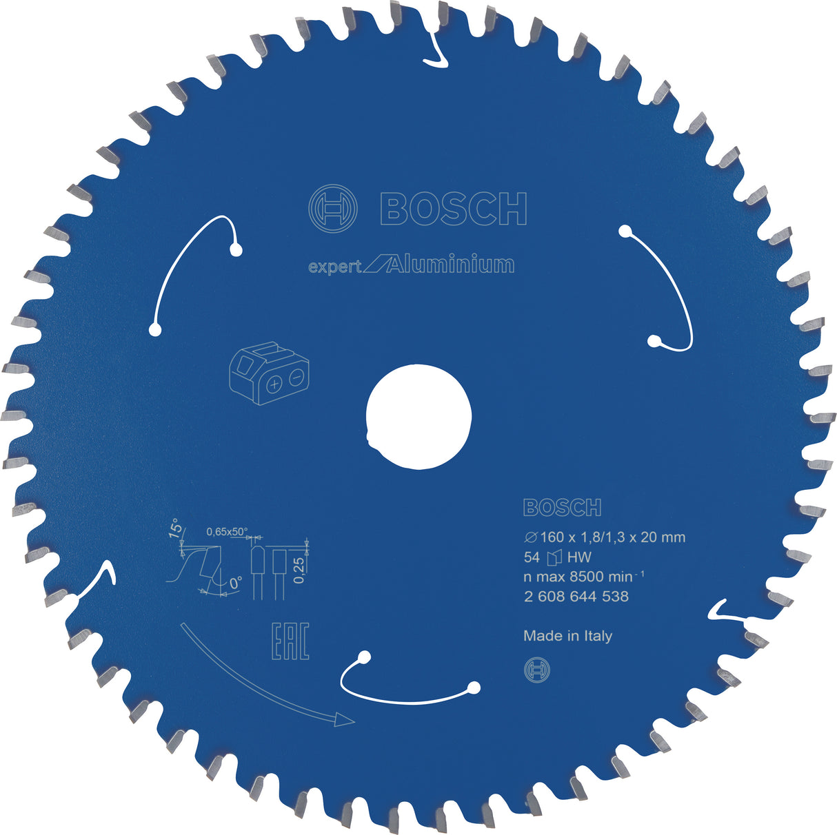 Bosch Professional Expert Circular Saw Blade for Cordless Saws - Aluminium, 160x1.8/1.3x20 T54