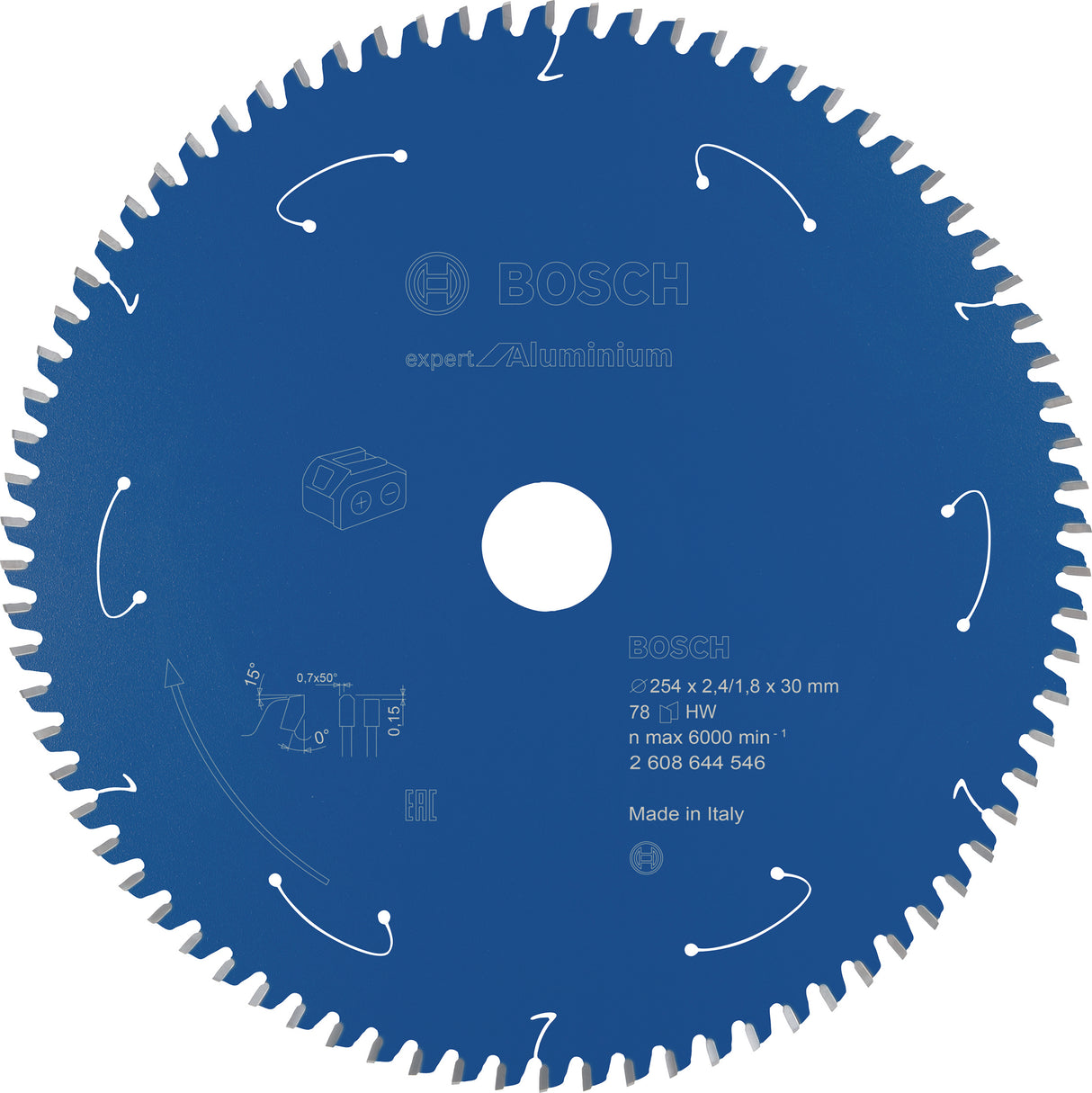 Bosch Professional Expert Aluminium Circular Saw Blade for Cordless Saws - 254x2.4/1.8x30 T78