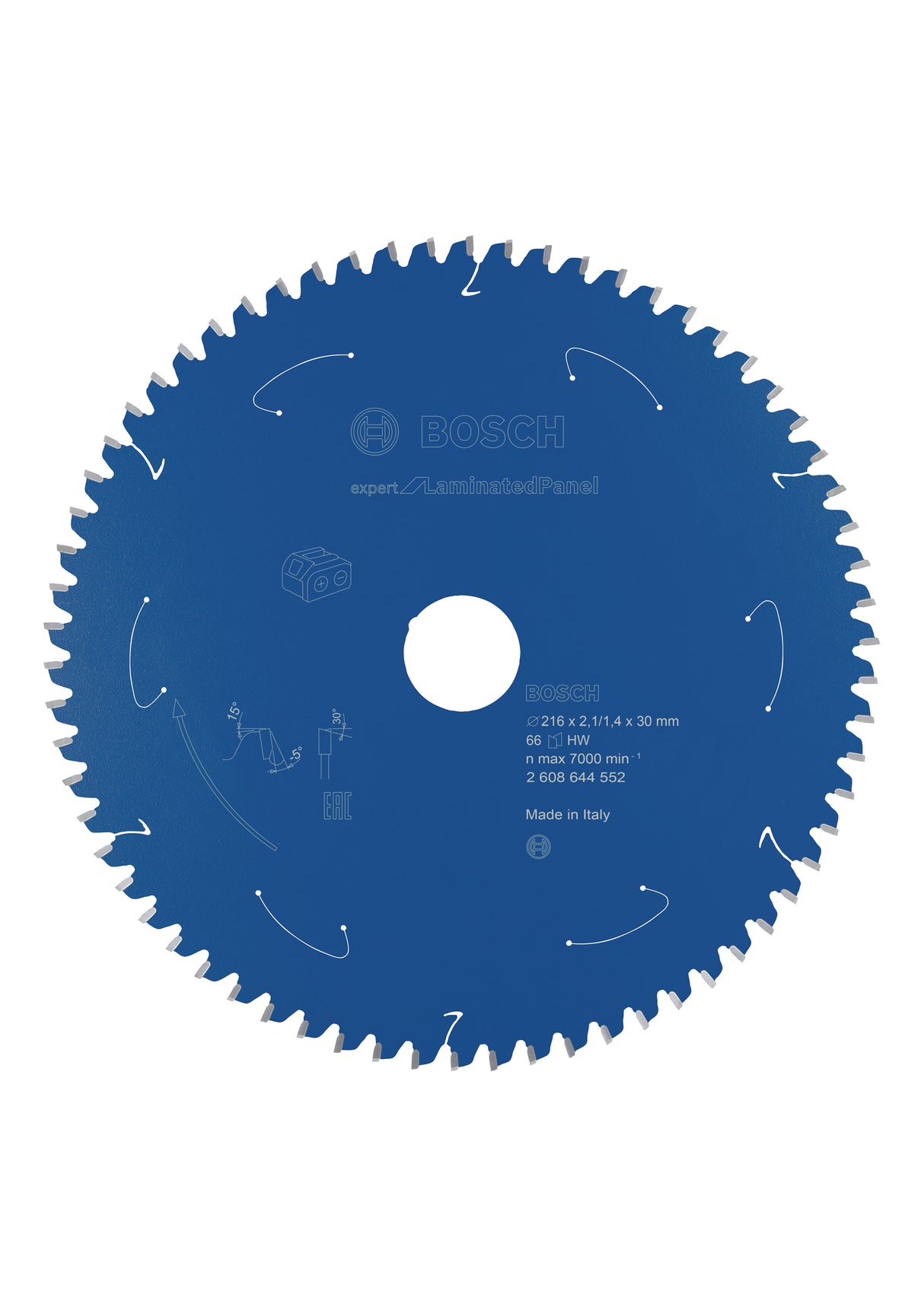 Bosch Professional Expert Circular Saw Blade for Cordless Saws - 216x2.1/1.4x30 T66 - Laminated Panel