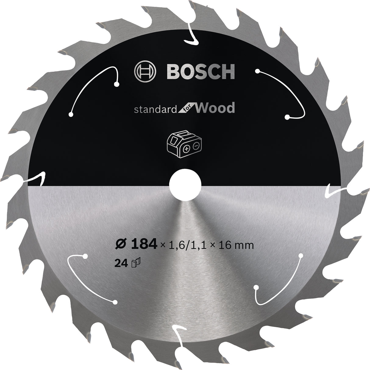 Bosch Professional Circular Saw Blade for Cordless Saws - Standard for Wood - 184x1.6/1.1x16 T24