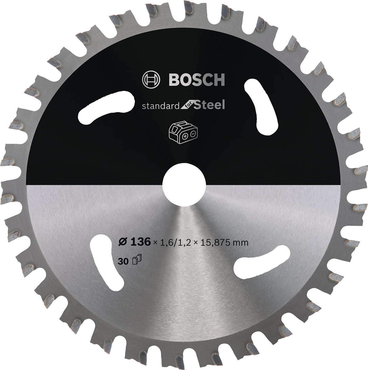 Bosch Professional Circular Saw Blade for Cordless Saws - Standard Steel, 136x1.6/1.2x15.875 T30