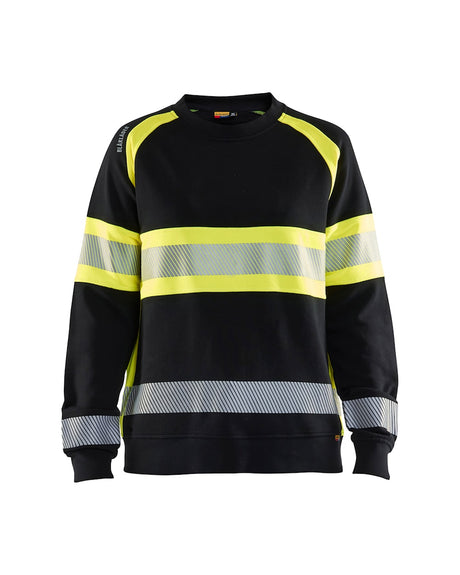 Blaklader Women's Hi-Vis Sweatshirt 3409 #colour_black-hi-vis-yellow