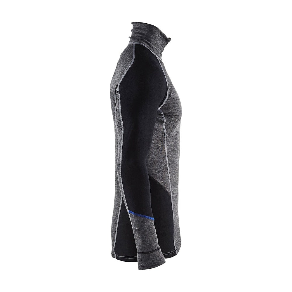 Blaklader Underwear Zip-Neck Top Warm 100% Merino 4899 #colour_mid-grey-black