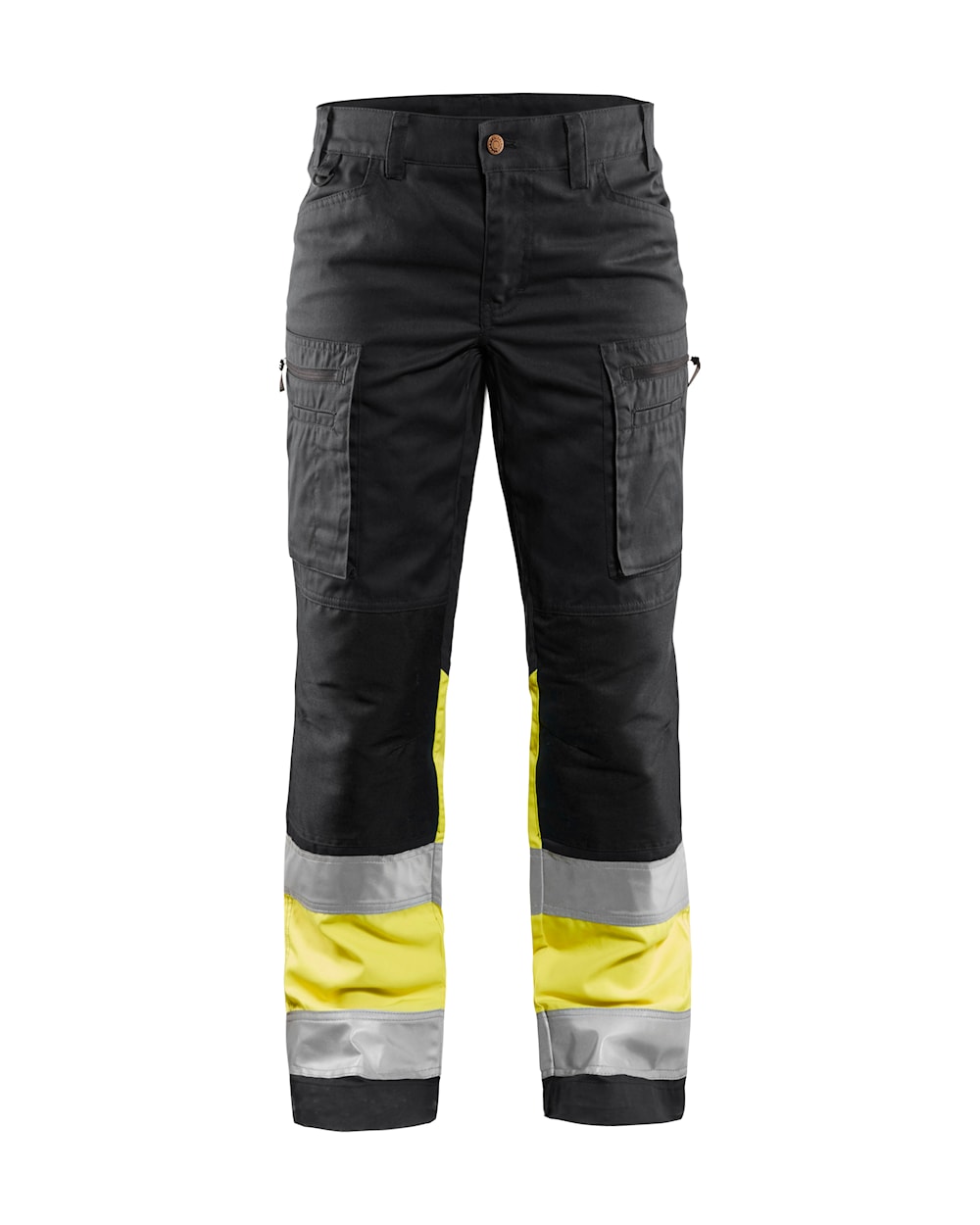 Blaklader Women's Hi-Vis Trousers with Stretch 7161 #colour_black-hi-vis-yellow