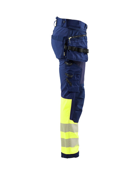 Blaklader Softshell Hi-Vis Trousers 1821 #colour_navy-blue-hi-vis-yellow