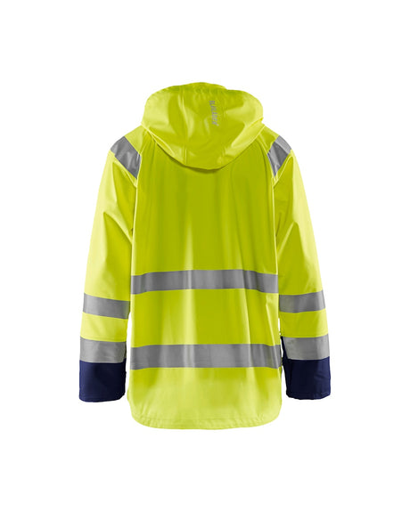 Blaklader Rain Jacket Hi-Vis Level 1 4323 #colour_hi-vis-yellow-navy-blue