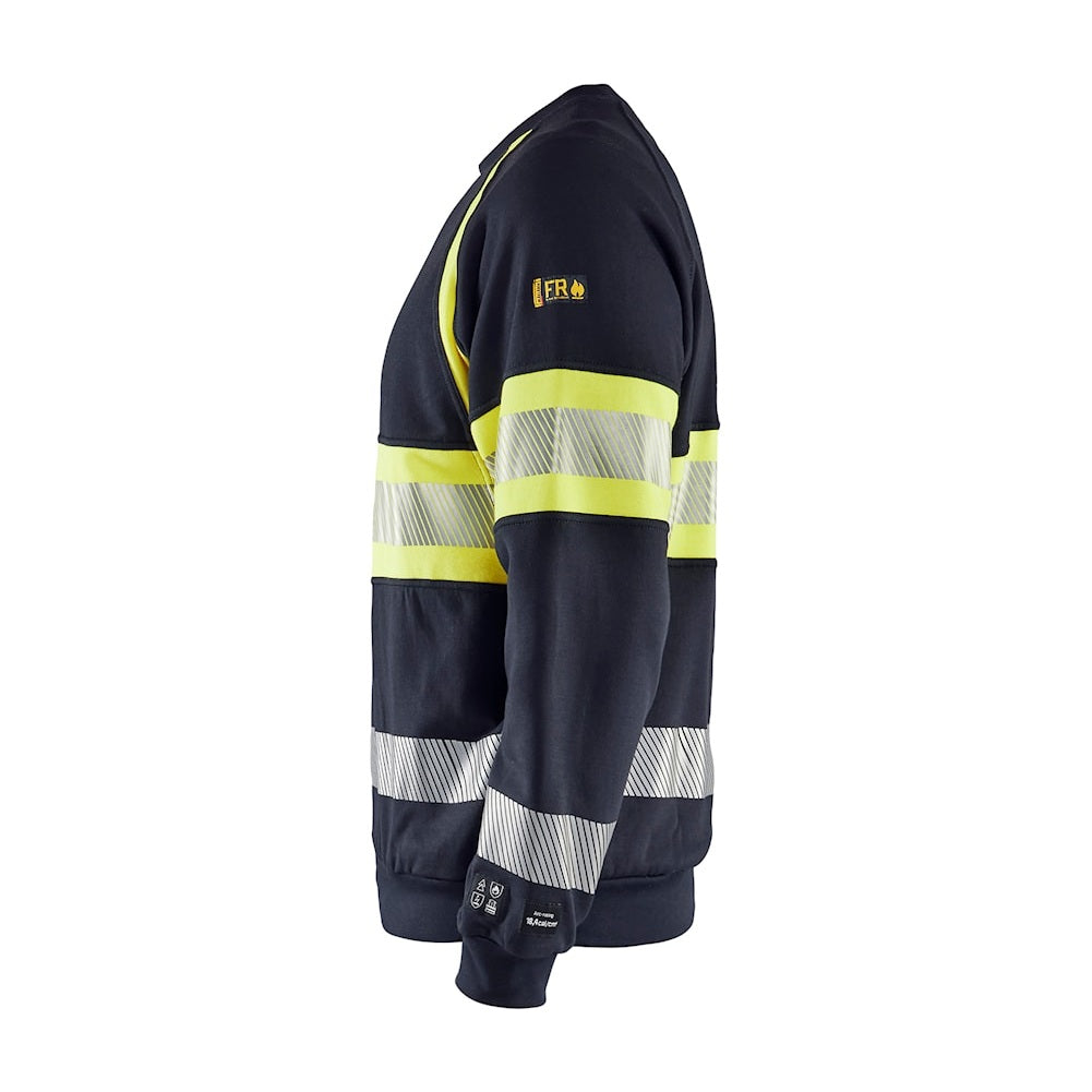 Blaklader Multinorm Sweatshirt 3459 #colour_navy-blue-hi-vis-yellow