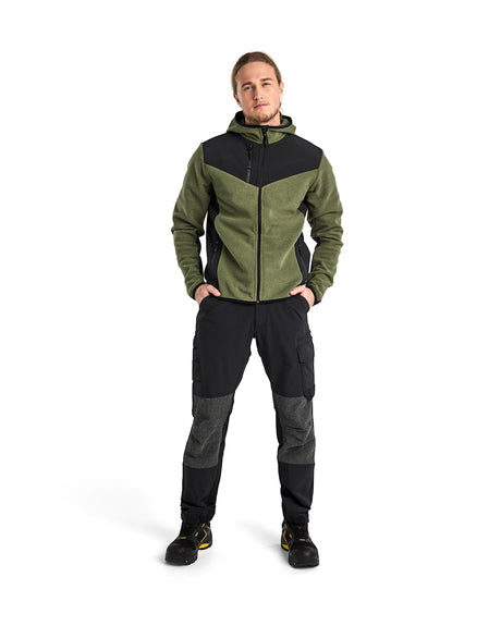 Blaklader Knitted Jacket with Softshell 5940 #colour_autumn-green-black