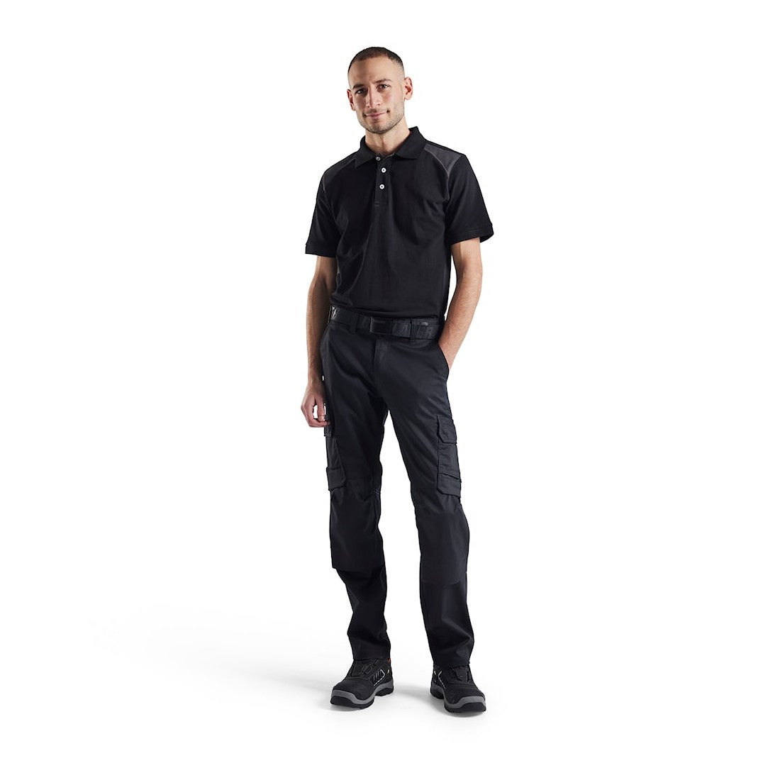 Blaklader Industry Trousers Stretch with Knee Pad Pockets 1448 - Black/Dark grey #colour_black-dark-grey