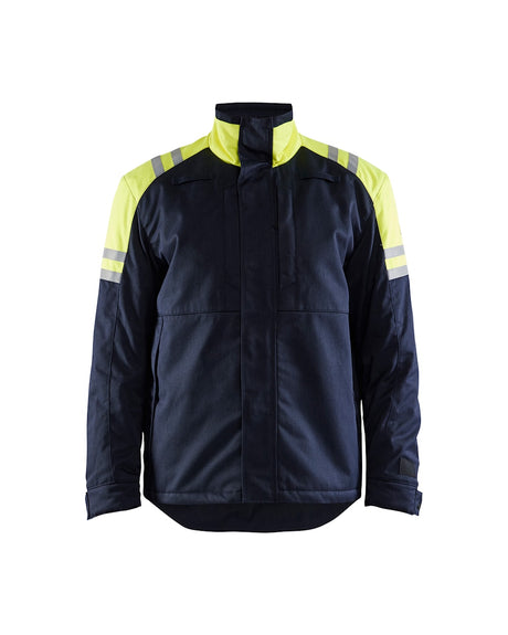 Blaklader Winter Jacket Inherent Steel 4515 #colour_navy-blue-hi-vis-yellow