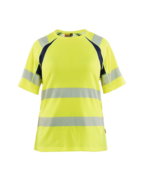 Blaklader T-Shirt Hi-Vis Women 3503 #colour_hi-vis-yellow-navy-blue