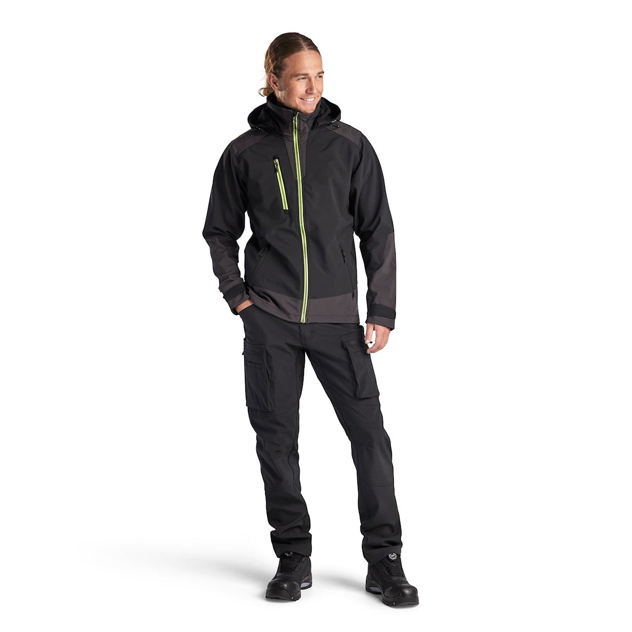 Blaklader Softshell Jacket 4749 #colour_black-hi-vis-yellow