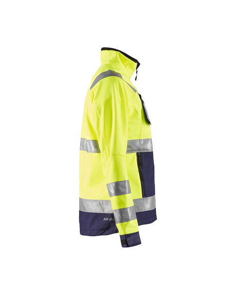 Blaklader Women's Hi-Vis Softshell Jacket 4902 #colour_hi-vis-yellow-navy-blue