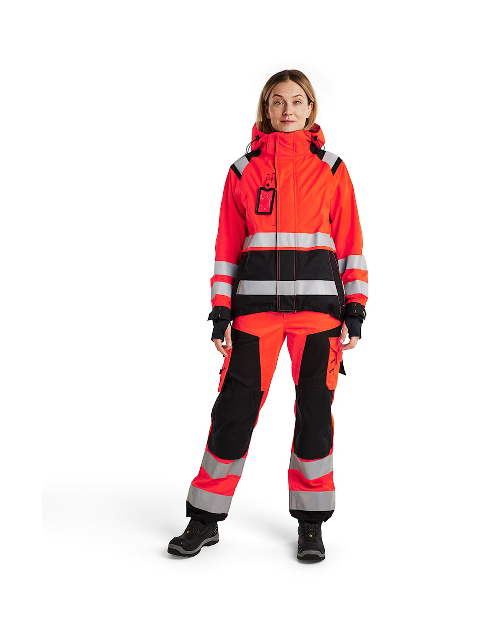 Blaklader Women's Hi-Vis Shell Jacket 4904 #colour_red-hi-vis-black