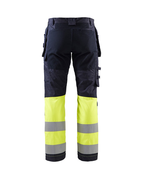 Blaklader Multinorm Inherent Trousers with Stretch 1487 #colour_navy-blue-hi-vis-yellow