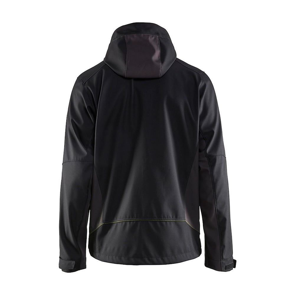 Blaklader Softshell Jacket with Hood 4753 #colour_black-hi-vis-yellow
