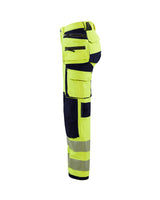 Blaklader Women's 4-Way-Stretch Hi-Vis Trousers 7197 #colour_hi-vis-yellow-navy-blue