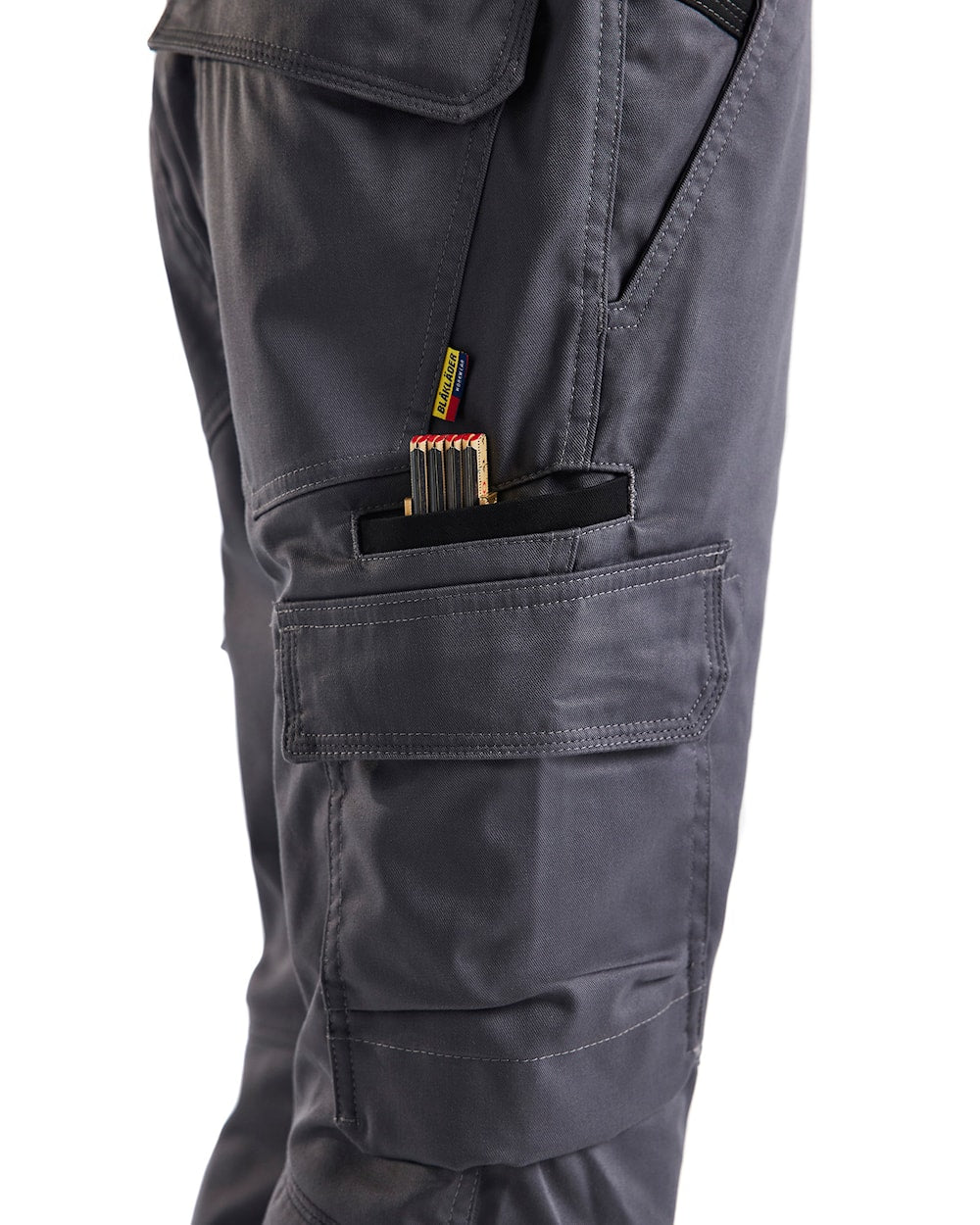 Blaklader Industry Trousers Stretch with Knee Pad Pockets 1448 #colour_mid-grey-black