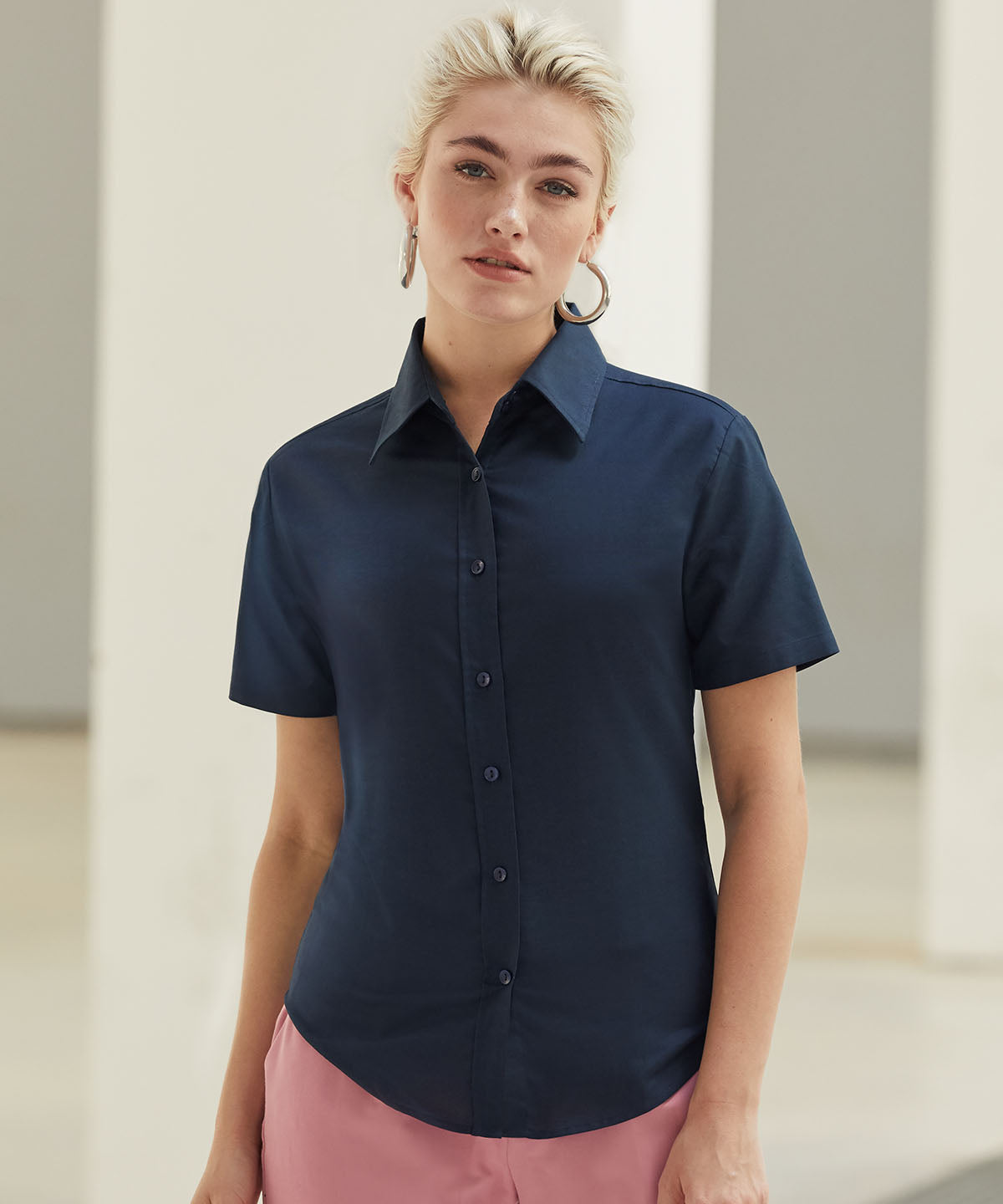 Fruit Of The Loom Women's Oxford Short Sleeve Shirt