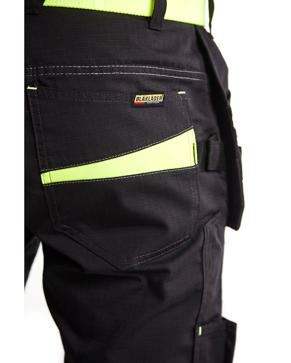 Blaklader Service Shorts with Nailpockets 1494 #colour_black-hi-vis-yellow